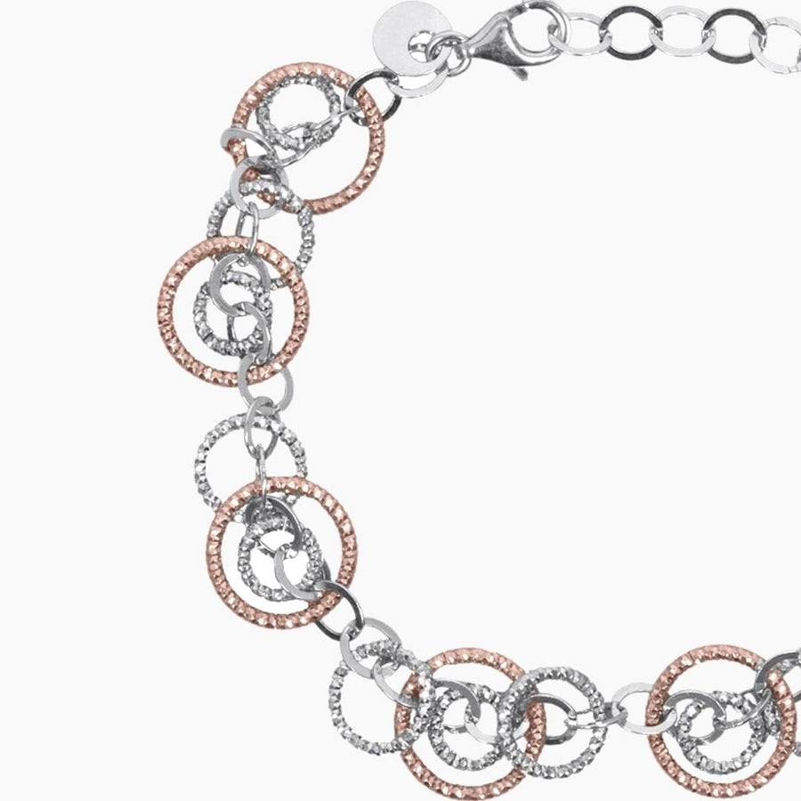 Roma Private Collection Bracelets Silver & Rose Gold Bella Sparkling 2-Tone Multi-Circle Bracelet
