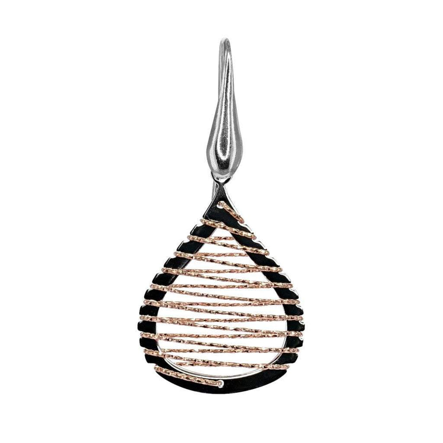 Roma Private Collection Earrings Color / Rose Gold Private Collection Small Teardrop Wire-Wrap Earrings in Rhodium and Rose Gold Overlay