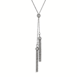 Roma Private Collection Necklaces Default Title / Silver Adjustable Private Collection Two Tassel Necklace in Rhodium Overlay