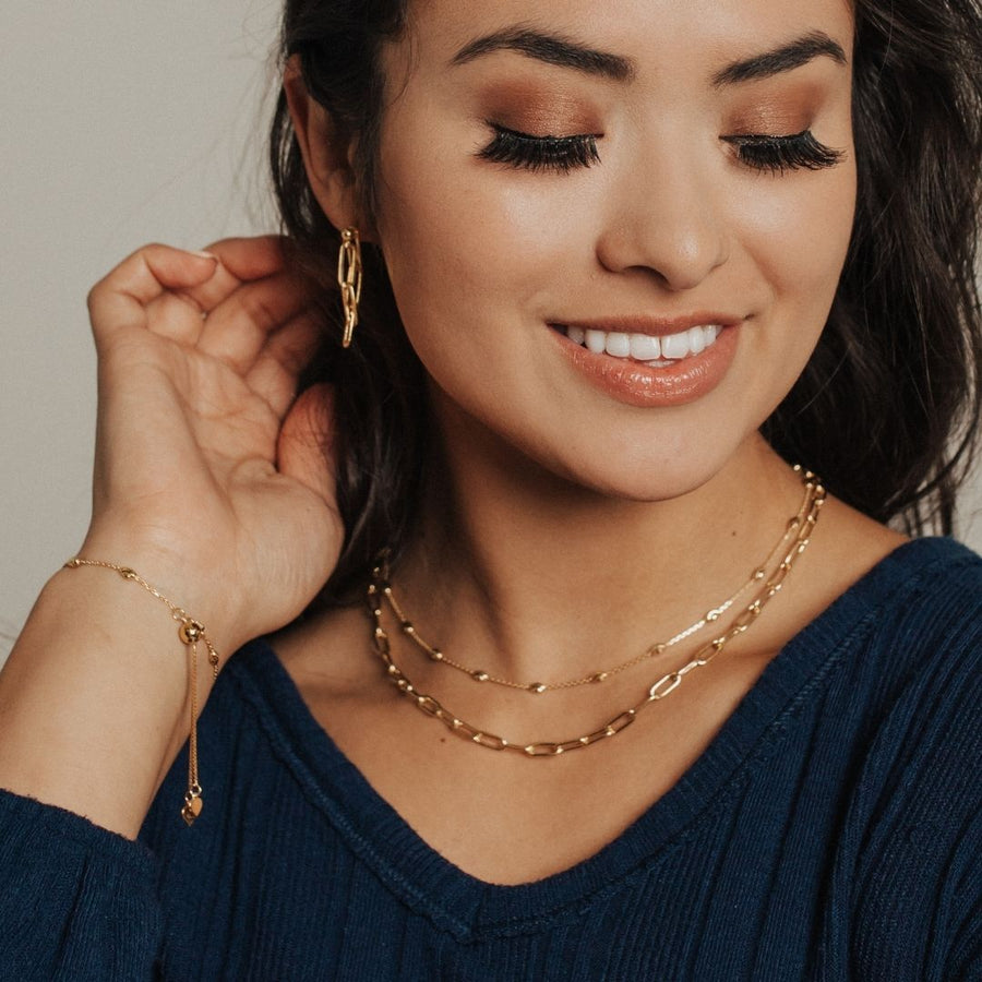 Roma Private Collection Necklaces Gold Italian Moon Cut Stazione Adjustable Necklace (Gold)