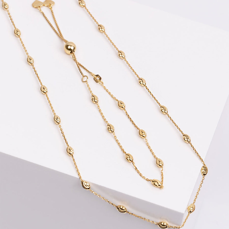Roma Private Collection Necklaces Gold Italian Moon Cut Stazione Adjustable Necklace (Gold)