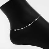 Roma Silver Collection Anklet Adjustable Moon Cut Stazione Bead Anklet (Silver)