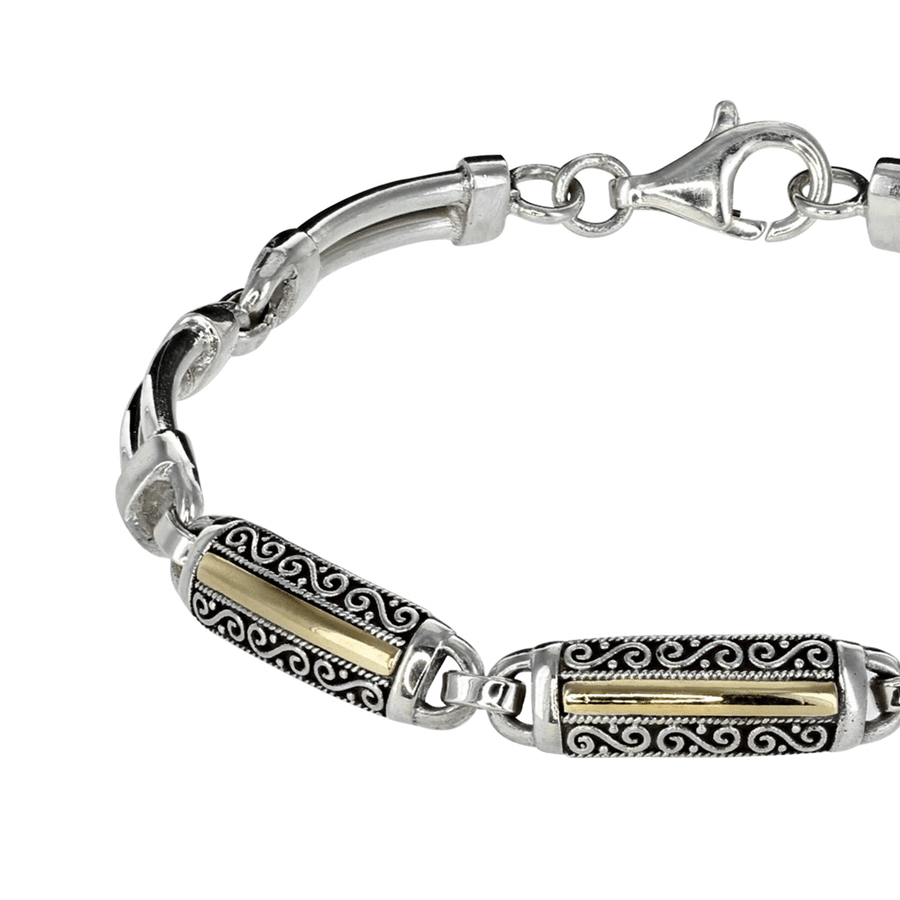 Roma Silver Collection Bracelets Default Title / Silver Bali Sterling Silver Bracelet with 18K Gold Overlay and Swirl Detail 1150211