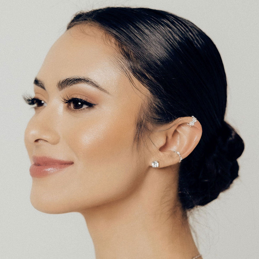 Roma Silver Collection Earrings Clear Roma Flower Ear Cuff