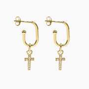 Roma Silver Collection Earrings Gold Roma Cross CZ Earrings (Gold)