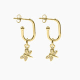 Roma Silver Collection Earrings Gold Roma Dragonfly CZ Earrings (Gold)