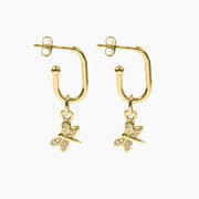 Roma Silver Collection Earrings Gold Roma Dragonfly CZ Earrings (Gold)