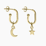 Roma Silver Collection Earrings Gold Roma Star & Crescent Moon Earrings (Gold)