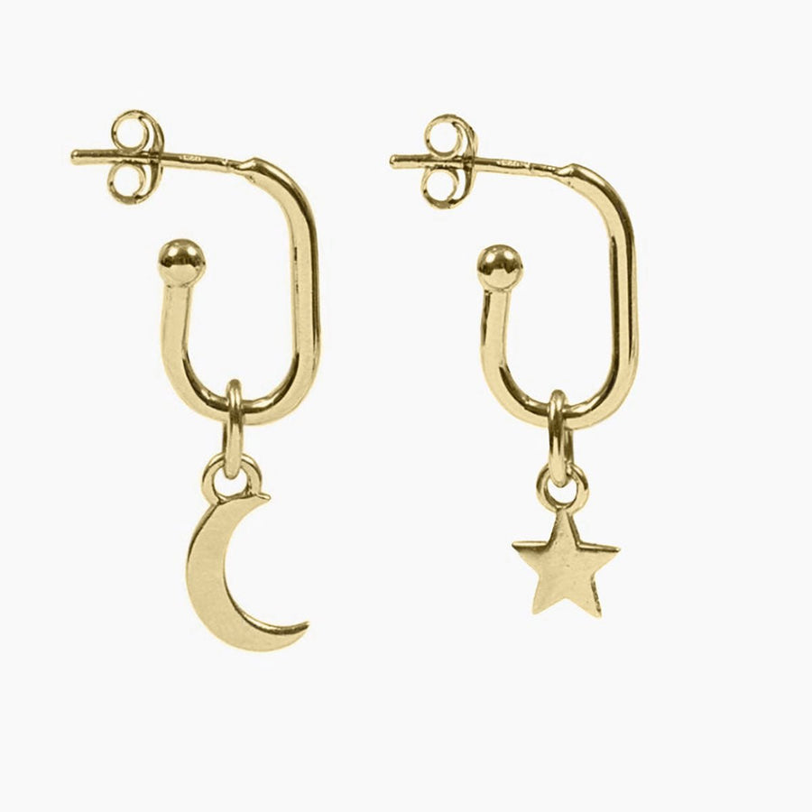 Roma Silver Collection Earrings Gold Roma Star & Crescent Moon Earrings (Gold)