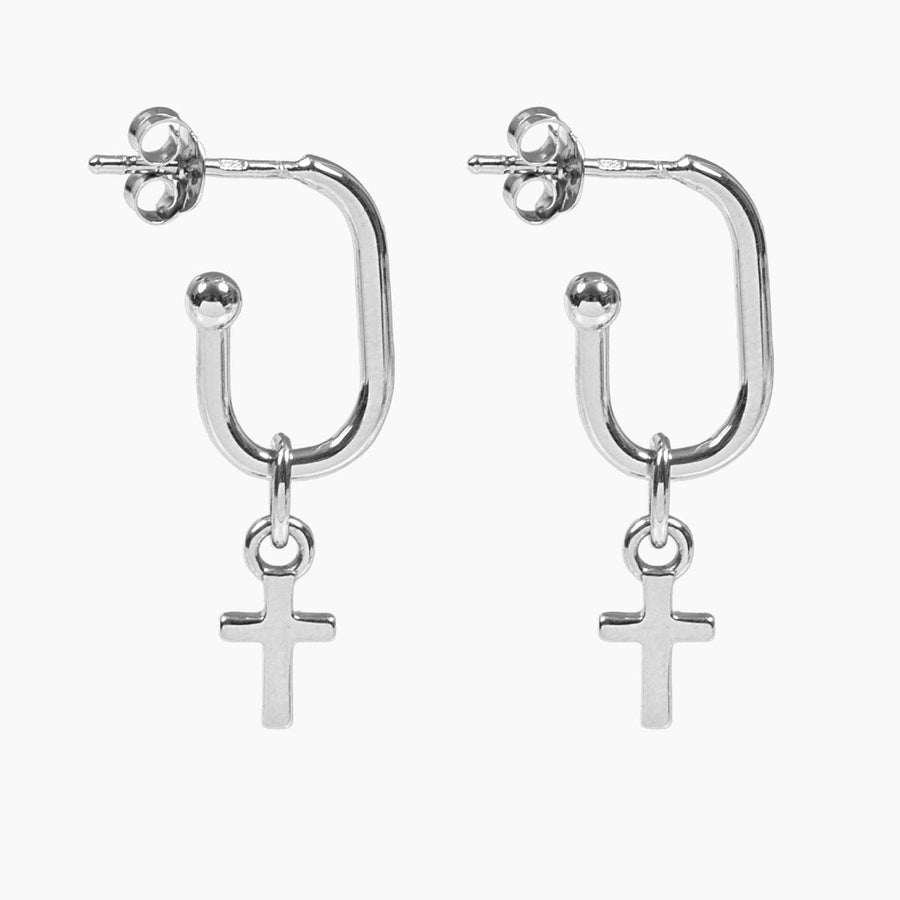 Roma Silver Collection Earrings Silver Roma Cross Earrings (Silver)