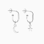 Roma Silver Collection Earrings Silver Roma Star & Crescent Moon Earrings (Silver)
