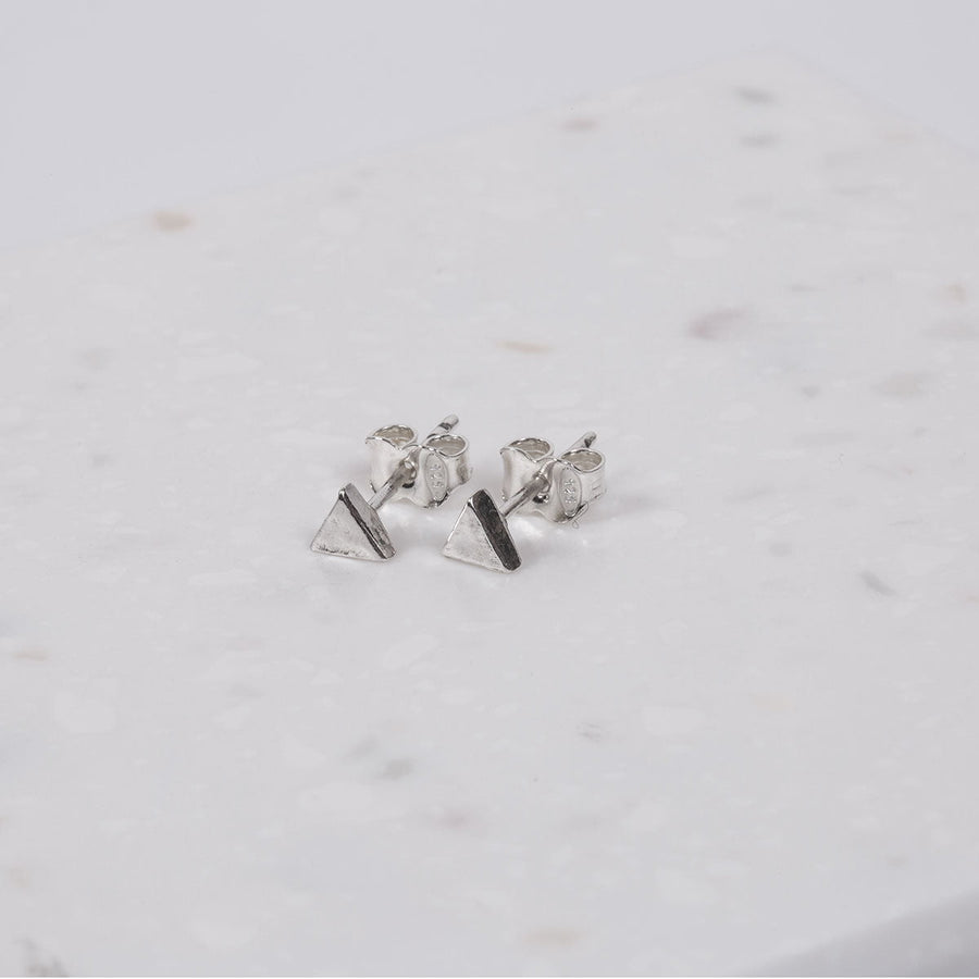 Roma Silver Collection Earrings Silver Roma Triangle Sterling Silver Stud Earrings