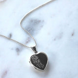 Roma Silver Collection Pendants Floral Detail Sterling Silver Heart Locket