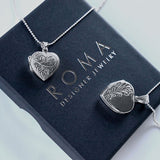Roma Silver Collection Pendants Full Scroll Sterling Silver Heart Locket