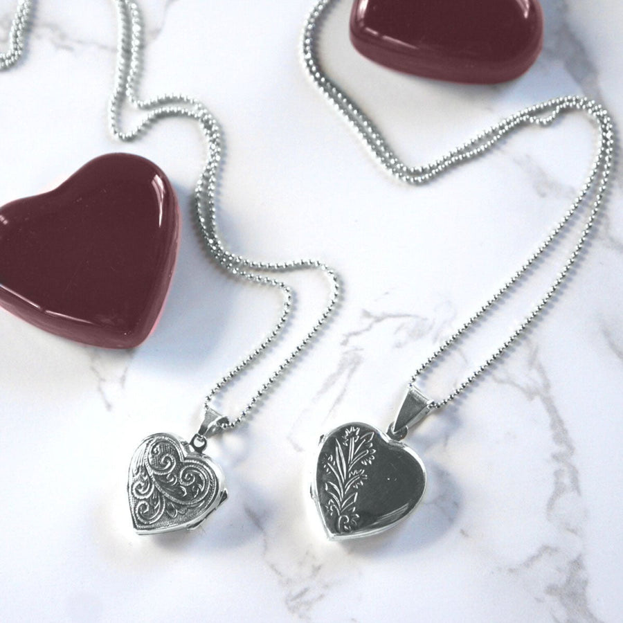 Roma Silver Collection Pendants Full Scroll Sterling Silver Heart Locket