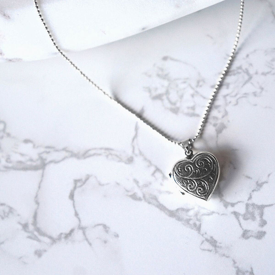 Roma Silver Collection Pendants Full Scroll Sterling Silver Heart Locket