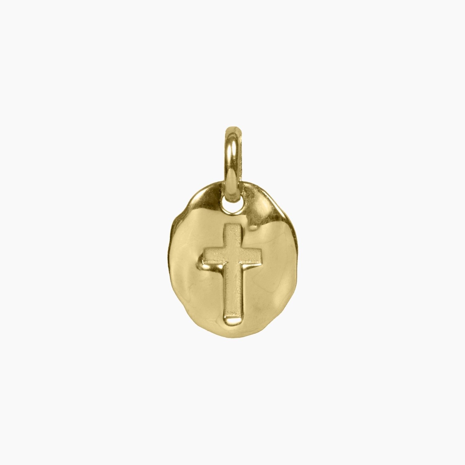 Antique Hammered Cross Charm Pendant (Gold) Charm + Chain Roma Silver Collection Roma Designer Jewelry