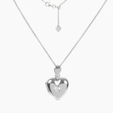 Roma Silver Collection Pendants Locket + Chain Sterling Silver Heart Locket with CZ Accent Stone