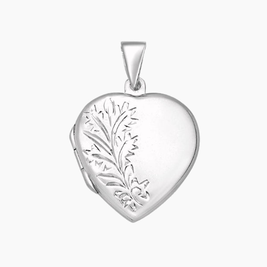 Roma Silver Collection Pendants Locket Floral Detail Sterling Silver Heart Locket