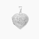 Roma Silver Collection Pendants Locket Full Scroll Sterling Silver Heart Locket