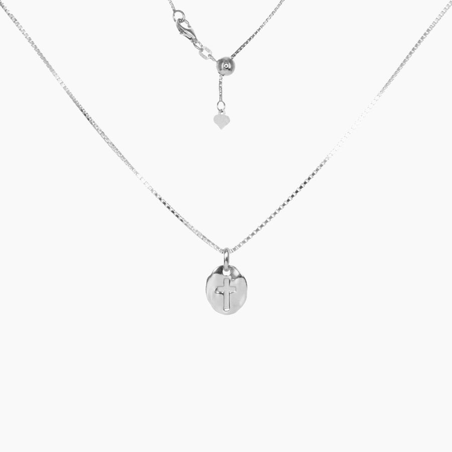Roma Silver Collection Pendants Pendant + Chain Antique Hammered Cross Charm Pendant (Silver)