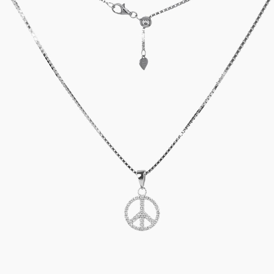 Roma Silver Collection Pendants Pendant + Chain Sterling Silver CZ Small Peace Sign Pendant