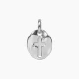 Roma Silver Collection Pendants Silver Antique Hammered Cross Charm Pendant (Silver)