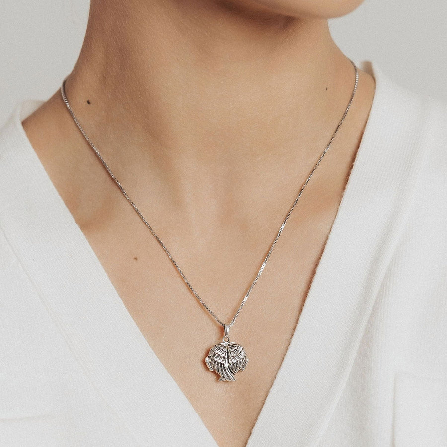 Roma Silver Collection Pendants Sterling Silver Angel Wing Locket