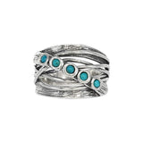 Roma Silver Collection Rings Sterling Silver Wire Wrap Ring with Turquoise