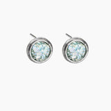 Roman Glass Jewelry Earrings Blue / Pink / Purple Roman Glass Patina Small Round Stud Earrings in Hammered Sterling Silver