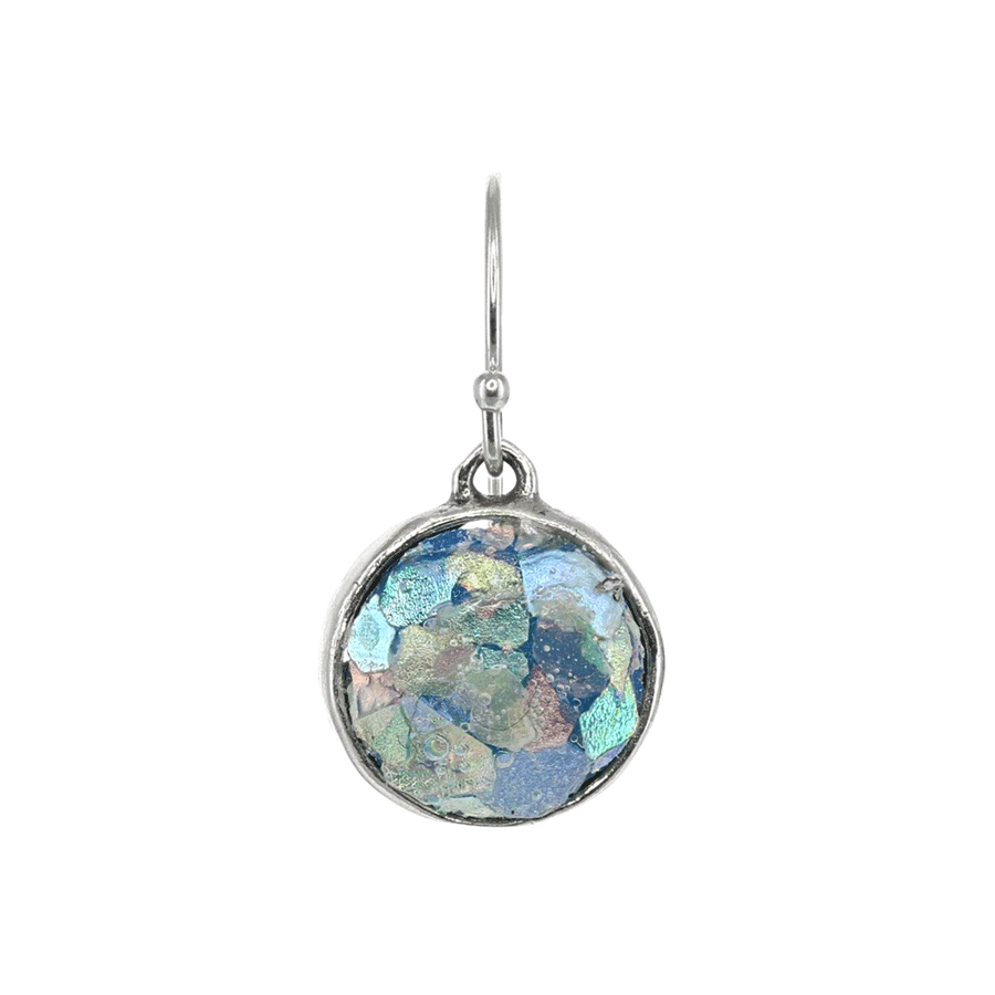 Roman Glass Jewelry Earrings Default Title / Blue / Green / Pink / Purple Roman Glass Small Round Earrings in Sterling