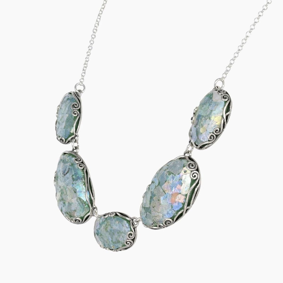 Roman Glass Jewelry Necklaces Blue / Green / Pink / Purple Roman Glass 5-Piece Patina Necklace