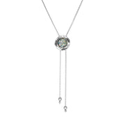 Roman Glass Jewelry Necklaces Blue/Green/Pink/Purple Small Roman Glass Round Bolo Necklace in Detailed Sterling Silver