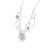 Roman Glass Jewelry Necklaces Color / Blue / Green / Pink / Purple Roman Glass Joined Circles Sterling Silver Necklace