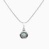 Roman Glass Jewelry Pendant Roman Glass Small Round Pendant with Patina in Hammered Sterling Silver