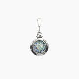 Roman Glass Jewelry Pendant Roman Glass Small Round Pendant with Patina in Hammered Sterling Silver