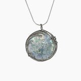 Roman Glass Jewelry Pendants Roman Glass Round Pendant with Silver Floral Detail