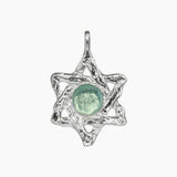 Roman Glass Jewelry Pendants Translucent Roman Glass Star of David Pendant in Hammered Sterling Silver