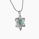 Roman Glass Jewelry Pendants Translucent Roman Glass Star of David Pendant in Hammered Sterling Silver