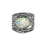 Roman Glass Jewelry Rings Roman Glass Ring with Sterling Silver Detail