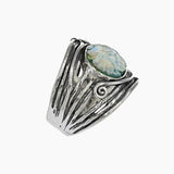 Roman Glass Jewelry Rings Roman Glass Ring with Sterling Silver Detail