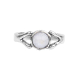 Roman Glass Jewelry Rings Small Round Moonstone Ring in Sterling Silver