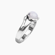 Roman Glass Jewelry Rings Small Round Moonstone Ring in Sterling Silver