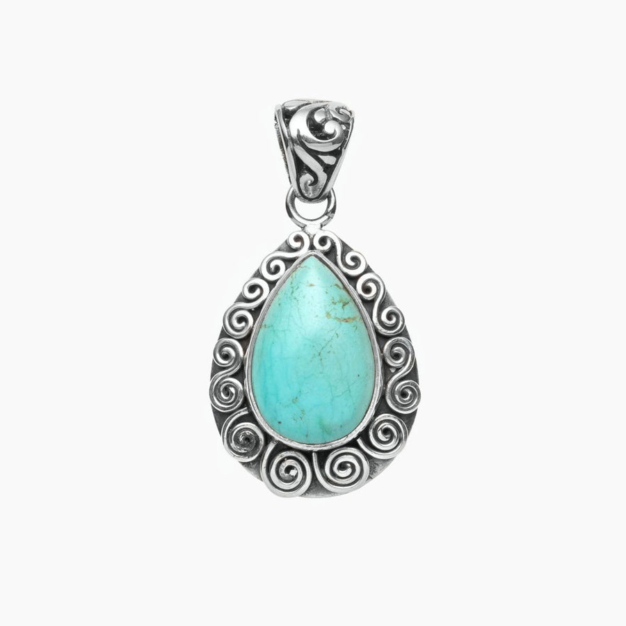 Turquoise Collection Pendants Turquoise Turquoise Teardrop Pendant with Swirl Detail